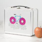 Roze geglaasde Donut Wheels-fiets met sprinken (In situ)