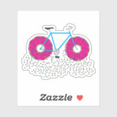 Roze geglaasde Donut Wheels-fiets met sprinken Sticker (Vel)