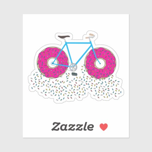 Roze geglaasde Donut Wheels-fiets met sprinken Sticker (Vel)