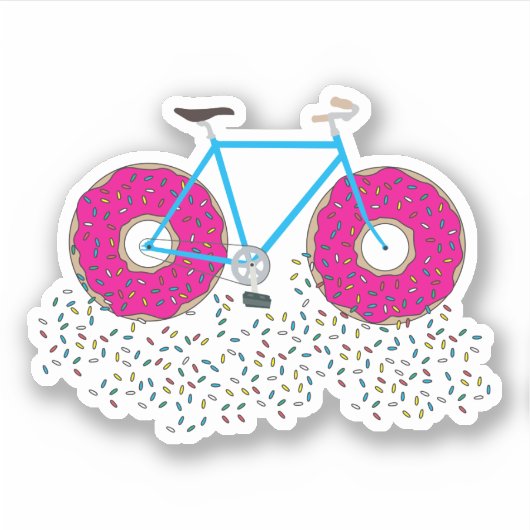 Roze geglaasde Donut Wheels-fiets met sprinken Sticker (Voorkant)