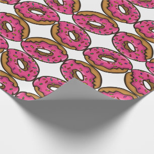 Roze geglaceerde donut met regenboogkleurige spikk cadeaupapier