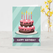 Roze Geglazuurde Cake Kaart (Gele Bloem)