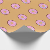 Roze geglazuurde chocolaatdonut cadeaupapier (Hoek)