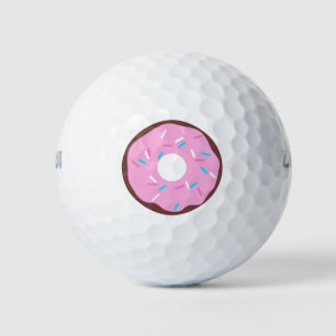 Roze geglazuurde chocolaatdonut golfballen