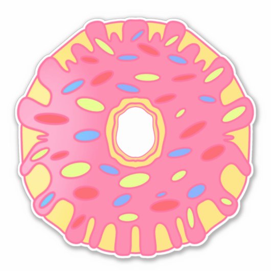 Roze geglazuurde donut sticker (Voorkant)