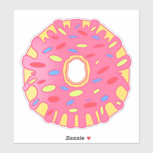 Roze geglazuurde donut sticker (Vel)