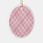ROZE GEGOLFD QUILT Keramische Cirkel Ornament (Rechts)