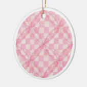 ROZE GEGOLFD QUILT Keramische Cirkel Ornament (Links)