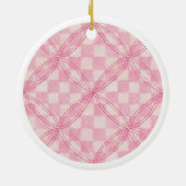 ROZE GEGOLFD QUILT Keramische Cirkel Ornament (Achterkant)