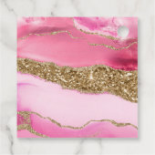 Roze gegolfde gegolven en goudzweet 16 bedankjes labels (Achterkant)