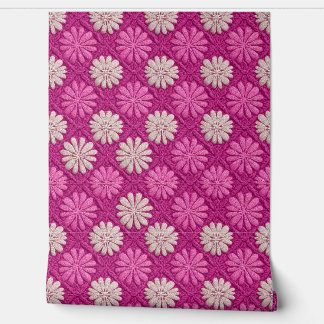 Roze gehaakte bloemige Granny Square Behang
