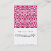 Roze gehaakte kantbloemen Visitekaartje (Achterkant)