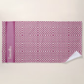 Roze gehaakte rand - Aanpassen met jouw naam Strandlaken (Voorkant)