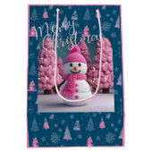 Roze gehaakte sneeuwman Winter Wonderland Medium Cadeauzakje (Achterkant)