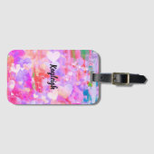 Roze Gehart Persoonlijk Bagagelabel (Voorkant (horizontaal))