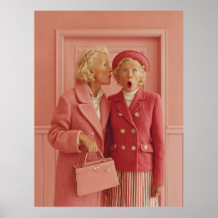Roze Geheimzinnigheid en Verraste Stijl Poster