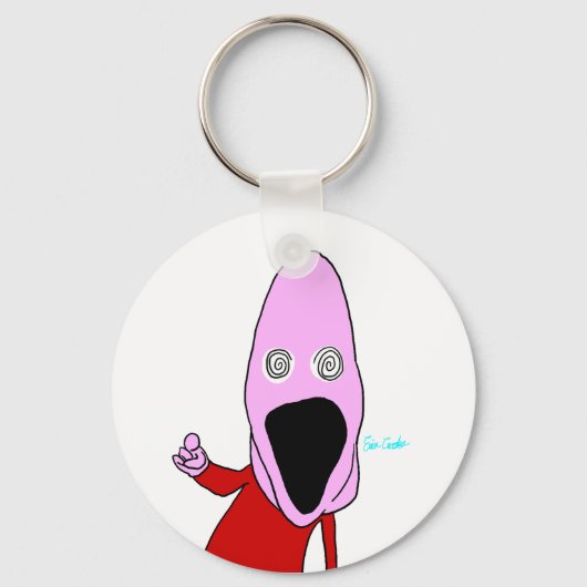 Roze gehersenspoelde marionet wijzend sleutelhanger (Voorkant)