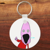 Roze gehersenspoelde marionet wijzend sleutelhanger (Voorkant)