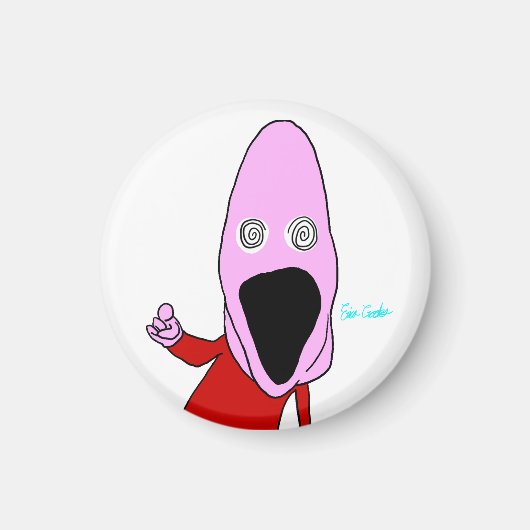 Roze gehersenspoelde pop die wijst magneet (Voorkant)