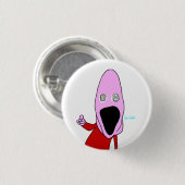 Roze gehersenspoelde pop die wijst ronde button 3,2 cm (Voorkant /achterkant)