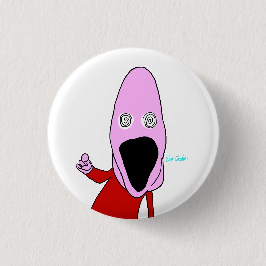 Roze gehersenspoelde pop die wijst ronde button 3,2 cm (Voorkant)