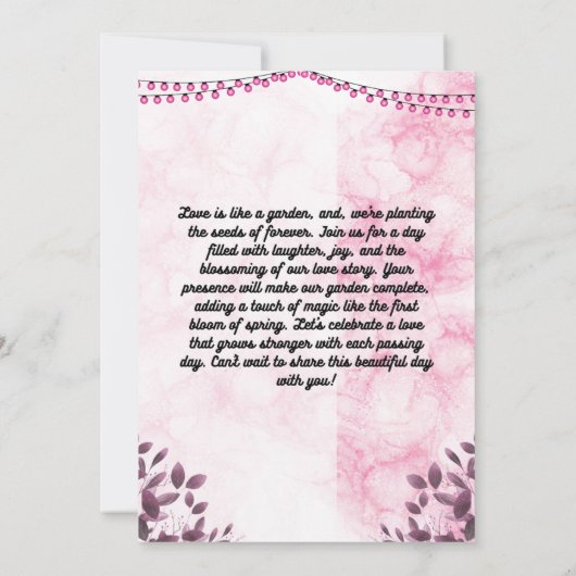 Roze geïllustreerde bruid en bruidegom trouwen kaart (Achterkant)