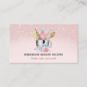 Roze Geïllustreerde Glanzende Bakkerij Visitekaartje