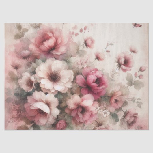 Roze geïnspireerd bloemweefselpapier tissuepapier (Voorkant)