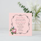 Roze  geïnspireerde bruidsdouche uitnodiging (Staand voorkant)