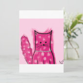 Roze Geïnspireerde Fluffy Cat Kaart (Staand voorkant)
