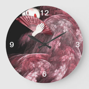 Roze Geisha Clock Grote Klok