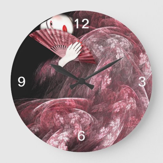 Roze Geisha Clock Grote Klok (Voorkant)