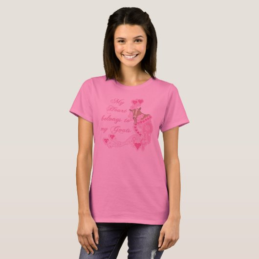 Roze geit T-shirt voor vrouwen met lange mouw van  (Voorkant volledig)