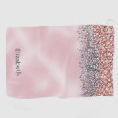 Roze Gejewelde Gepersonaliseerde Golfhanddoek (Horizontaal)
