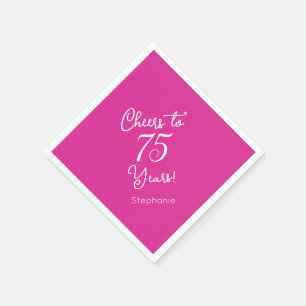 Roze gejuich voor 75 jaar 75ste verjaardag servet
