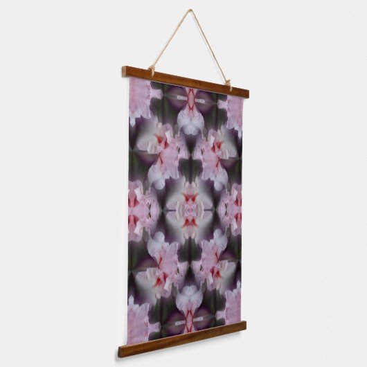 Roze gekaarde irisventilator Abstract Hangend Wandkleed (Gebogen)