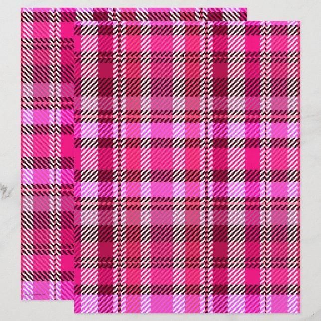 Roze Gekeperde Scrapbookpapier 2-zijdige pagina (Voorkant / Achterkant)