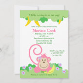 Roze Gekke aap Oerwoud Girl Baby shower 5x7 Kaart (Voorkant)