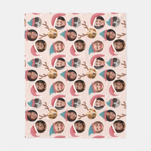 Roze Gekke Christmas Crew Zes foto's Fleece Deken (Voorkant)