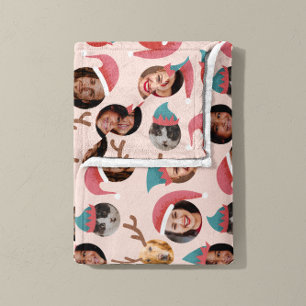 Roze Gekke Christmas Crew Zes foto's Fleece Deken