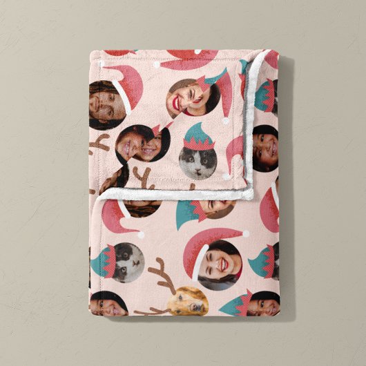 Roze Gekke Christmas Crew Zes foto's Fleece Deken