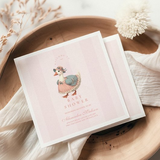 Roze Gekke Gans Baby shower Servet