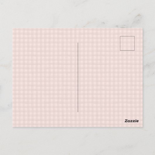 Roze Gekke Gans Bloemen Gingham Verjaardagsfeest Briefkaart (Achterkant)