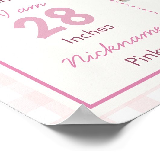 Roze Gekke Gans Eerste Jaar Foto Milestone Poster (Hoek)