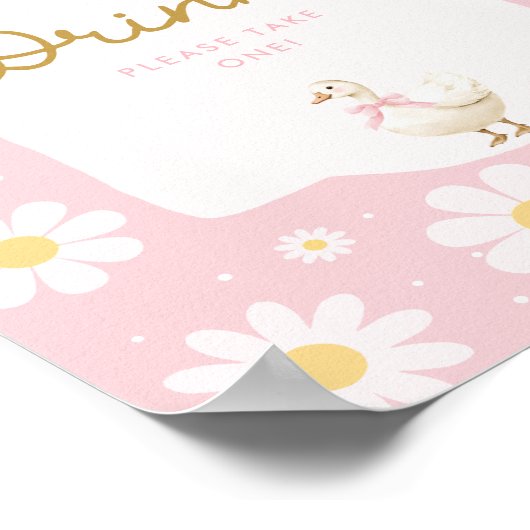 Roze Gekke Gans en Daisy Drink Bar Sign Poster (Hoek)