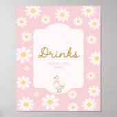 Roze Gekke Gans en Daisy Drink Bar Sign Poster (Voorkant)