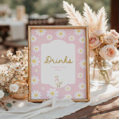Roze Gekke Gans en Daisy Drink Bar Sign Poster