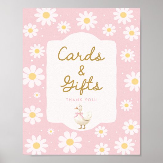 Roze Gekke Gans en Daisy Kaarten en geschenken Poster (Voorkant)