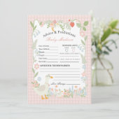 Roze Gekke Gans Floral Gingham Advies voor Baby Kaart (Staand voorkant)