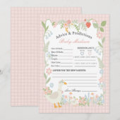 Roze Gekke Gans Floral Gingham Advies voor Baby Kaart (Voorkant / Achterkant)